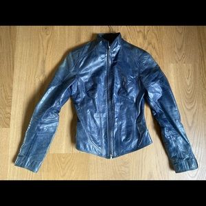 Leather Jacket XS - blue